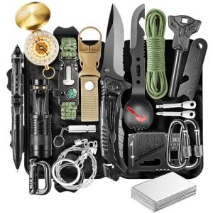 20 in 1 Survival Kit for Men - Emergency & Outdoor Camping Gear, Compact Survival Tools, Essential Camping Accessories, Durable Multi-Tool Set, Practical Gift for Dad, Husband, Outdoorsmen