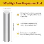 3 Pieces Magnesium Fire Starter Rods, 99% High Purity Magnesium Metal Rod, 3.5" x 0.63" – Ideal Mg Fire Starter for Survival, Emergency Sparks, Outdoor Camping Hiking (900mm x 16mm)