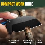 Kizer Deckhand Fixed Blade Knife with Sheath, D2 Blade Camping Knife G10 Handle, Fixed Blade EDC Knives for Men Women, Outdoor Hunting Hiking Survival Knives 1062M3