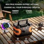 Flashfish 150W Portable Power Station 166Wh, 300W Peak Solar Generator with 2 Ac Outlets, 2 DcPorts & 3 USB Ports, Backup Battery Pack for Camping, Outdoor Emergency, Home Power Supply