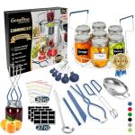 Gemfino Canning Supplies Starter Kit with Canning Rack,Canning Kit for Beginners 11 Pcs, Jar Lifter, Funnel, Wrench, Tongs, Lid Lifter, Bubble Popper, Labels, Ladle, Measuring Spoon - Blue
