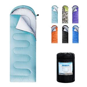 ORTHOMTEX Sleeping Bags for Adults,Kids & Girls-Warm & Cold Weather Lightweight Waterproof Sleeping Bag Backpack,Great for 3-4 Seasons Hiking,Camping and Outdoor Mountaineering(Sky Blue/Left Zip)