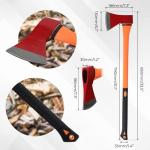 Chopping Axe: 33.5” Hatchet Axe with Shock Absorbing Fiberglass Handle 4.5lbs Felling Axes for Splitting Log Cutting Firewood GardeningTool