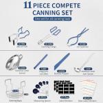 Gemfino Canning Supplies Starter Kit with Canning Rack,Canning Kit for Beginners 11 Pcs, Jar Lifter, Funnel, Wrench, Tongs, Lid Lifter, Bubble Popper, Labels, Ladle, Measuring Spoon - Blue