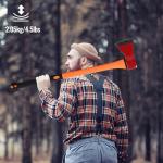Chopping Axe: 33.5” Hatchet Axe with Shock Absorbing Fiberglass Handle 4.5lbs Felling Axes for Splitting Log Cutting Firewood GardeningTool