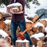 Chopping Axe: 33.5” Hatchet Axe with Shock Absorbing Fiberglass Handle 4.5lbs Felling Axes for Splitting Log Cutting Firewood GardeningTool