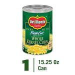 Del Monte Fresh Cut Golden Sweet Whole Kernel Corn, Canned Vegetables, 15.25 oz Can
