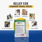 MFASCO - 7 in 1 - Travel Size Medicine Kit - TSA Approved | 28 First Aid Emergency OTC Medicine Packets for Cruise & International Travel | Compact Med Refill for Traveling & Office Assembled in USA