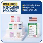 MFASCO - 7 in 1 - Travel Size Medicine Kit - TSA Approved | 28 First Aid Emergency OTC Medicine Packets for Cruise & International Travel | Compact Med Refill for Traveling & Office Assembled in USA