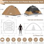 Camppal 2-3 Person Backpacking Tent, Waterproof Windproof 4 Season Tent for Camping, Easy Setup 2 Person Tent for Backpacking, Hiking, Hunting, Motor Cycling & Biking