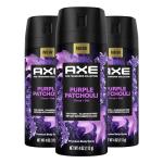 AXE Fine Fragrance Collection Premium Body Spray Purple Patchouli with Citrus + Oak Essential Oils 3 Count with 72H Odor Protection Aluminum-Free 4 oz