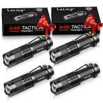 LETMY Tactical Flashlight, Super Bright LED Mini Flashlights with Belt Clip, Zoomable, 3 Modes, Waterproof - Best EDC Flashlight for Gift, Hiking, Camping, Hurricane & Power Outage (4 Pack)