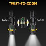 ULTRAFIRE Rechargeable Traffic Wand Flashlight, 11 Inch LED Bright Safety Light with Belt Clip, Zoomable Signal Light Stick for Traffic Control, Airport, Police, Security, Camping, UF-303X (2 Pack)