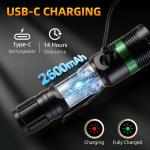 ULTRAFIRE Rechargeable Traffic Wand Flashlight, 11 Inch LED Bright Safety Light with Belt Clip, Zoomable Signal Light Stick for Traffic Control, Airport, Police, Security, Camping, UF-303X (2 Pack)