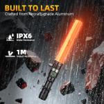 ULTRAFIRE Rechargeable Traffic Wand Flashlight, 11 Inch LED Bright Safety Light with Belt Clip, Zoomable Signal Light Stick for Traffic Control, Airport, Police, Security, Camping, UF-303X (2 Pack)