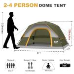 CAMPROS CP 4 Person Tent, Dome Tents for Camping with Rainfly, Waterproof Camping Tent Easy Set Up, Portable Family Tent with Large Mesh Window & Carry Bag for Outdoor Hiking