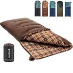 KingCamp Sleeping Bag for Adults, Cold Weather & Warm XL Big and Tall Flannel Sleeping Bags with Compression Sack Portable Waterproof Essentials Gear Accessories for Outdoor Camping (Coffee Left)