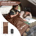 KingCamp Sleeping Bag for Adults, Cold Weather & Warm XL Big and Tall Flannel Sleeping Bags with Compression Sack Portable Waterproof Essentials Gear Accessories for Outdoor Camping (Coffee Left)