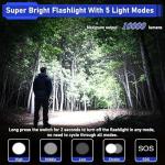 JAY-PARK High Lumen Flashlight - 100000 Lumens, Rechargeable 5000mAh with LCD Display, Zoomable Long Beam (3000m), IP67 Waterproof, 5 Modes & Belt Clip - for Camping, Dog Walking