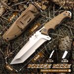 Purple Dragon Fixed Blade Knife - Tanto Knife with D2 Steel Blade and G10 Handle - Camping Knives with Sheath for Bushcraft, Survival, Hiking - Ideal Gift for Men