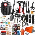 Survival First Aid Kit, 190 Pcs Survival Gear and Medical Supplies, Military IFAK EMT Molle Tactical Pouch for Outdoor, Camping, Hiking, Car, Vehicles and More (Black)