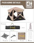FanttikOutdoor Alpha C4 Ultra Camping Tent 4 Person Pop Up Instant Cabin Setup in 60 Seconds Portable Hub Tent with Rainfly & Windproof for Outdoor Camping & Overlanding, Khaki