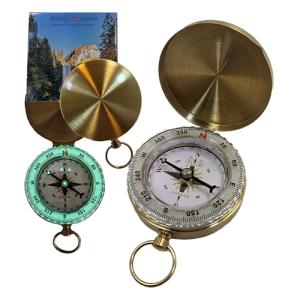Glow in The Dark, Waterproof, Gold Brass Pocket Compass for Camping, Hiking, Wilderness Backpacking, Survival Gear Pack Orienteering Hunting Navigation Tool Gift for Kids, Adults (FBA - Blank)
