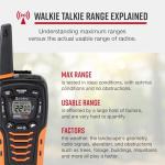 Cobra ACXT645 Waterproof Walkie Talkies - Rechargeable, 22 Channels, Long Range 35-Mile Two-Way Radio Set, Black and Orange (2-Pack)