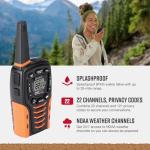 Cobra ACXT645 Waterproof Walkie Talkies - Rechargeable, 22 Channels, Long Range 35-Mile Two-Way Radio Set, Black and Orange (2-Pack)