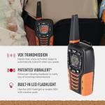 Cobra ACXT645 Waterproof Walkie Talkies - Rechargeable, 22 Channels, Long Range 35-Mile Two-Way Radio Set, Black and Orange (2-Pack)