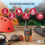 Cobra ACXT645 Waterproof Walkie Talkies - Rechargeable, 22 Channels, Long Range 35-Mile Two-Way Radio Set, Black and Orange (2-Pack)