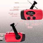 Portable 2000mAh Hand Crank Emergency Solar Panel SOS Weather Radio, Self-Powered 7 NOAA Channels Emergency Radio, WB/AM/FM Radios with Reading Lamp, Hand Crank Flashlight Home Survival Supplies (Red)