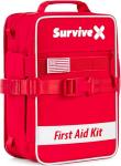 SurviveX Large First Aid Kit for Car, Travel & Home - Emergency Kit for Hiking, Camping, Backpacking and Outdoors - Includes Zip Stitch Wound Closure Strips - FSA HSA Approved