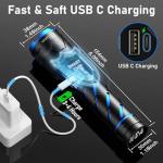 Voylite Rechargeable Flashlights High Lumens - 100000 LM, 5000mAh Battery with LCD Display, 3 Modes, Zoomable & IP67 Waterproof - for Camping, Dog Walking, Emergencies