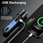 Voylite Rechargeable Flashlights High Lumens - 100000 LM, 5000mAh Battery with LCD Display, 3 Modes, Zoomable & IP67 Waterproof - for Camping, Dog Walking, Emergencies