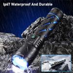 Voylite Rechargeable Flashlights High Lumens - 100000 LM, 5000mAh Battery with LCD Display, 3 Modes, Zoomable & IP67 Waterproof - for Camping, Dog Walking, Emergencies