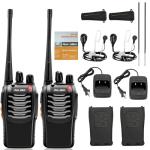 MaxTalker Walkie Talkies Long Range for Adult: MT-8S Rechargeable Walkie Talkies with Earpiece, 2 Way Radio with Flashlight, VOX 1500mAh Li-ion Battery, USB-C Charging, 2 Pack