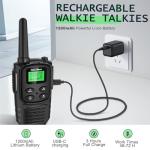 MaxTalker Walkie Talkies Long Range for Adult, MT10 Rechargeable Walkie Talkies FRS Two Way Radio, NOAA, 1200mAh Li-ion Battery USB-C Cable, LED Flashlight, VOX Walkie Talkie for Hiking Camping 2Pack