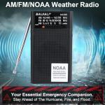 BAIJIALI NOAA Weather Radio with AM/FM, Emergency Portable Radio - Strong Reception, Battery Operated, Headphone Jack for Storms, Hurricanes and Outdoor Activities (Black)