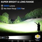 3 Pack Rechargeable Flashlights High Lumens, 990000LM Super Bright LED Flashlight, Adjustable Powerful Flash Light with 5 Modes & USB Cable, Waterproof Handheld Flashlight for Home Camping Outdoor