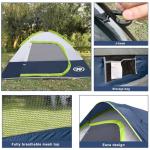 Camping Tent 4 Person, Waterproof Windproof Tent with Rainfly Easy Set up-Portable Dome Tents for Camping (Dark Blue)