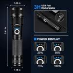 3 Pack Rechargeable Flashlights High Lumens, 990000LM Super Bright LED Flashlight, Adjustable Powerful Flash Light with 5 Modes & USB Cable, Waterproof Handheld Flashlight for Home Camping Outdoor