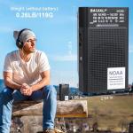 BAIJIALI NOAA Weather Radio with AM/FM, Emergency Portable Radio - Strong Reception, Battery Operated, Headphone Jack for Storms, Hurricanes and Outdoor Activities (Black)