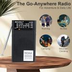 BAIJIALI NOAA Weather Radio with AM/FM, Emergency Portable Radio - Strong Reception, Battery Operated, Headphone Jack for Storms, Hurricanes and Outdoor Activities (Black)