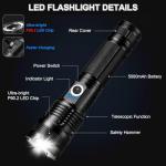 3 Pack Rechargeable Flashlights High Lumens, 990000LM Super Bright LED Flashlight, Adjustable Powerful Flash Light with 5 Modes & USB Cable, Waterproof Handheld Flashlight for Home Camping Outdoor