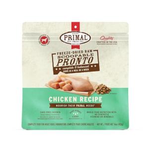 Primal Freeze Dried Dog Food, Pronto Mini Nuggets, Chicken; Scoop & Serve, Complete & Balanced Meal; Also Use As Topper or Treat; Premium, Healthy, Grain Free, High Protein Raw Dog Food (16 oz)