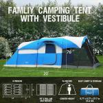 PORTAL 8 Person Family Camping Tent with Screen Porch, Weather Resistant Tunnel Tent with Rainfly, Large Family Tents for Outdoor Camping, Party