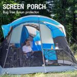 PORTAL 8 Person Family Camping Tent with Screen Porch, Weather Resistant Tunnel Tent with Rainfly, Large Family Tents for Outdoor Camping, Party