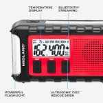 Midland - ER310PRO, Portable Emergency Bluetooth Weather AM/FM Radio with 10,000 mAh Power Bank - Multiple Power Sources, SOS Flashlight, Ultrasonic Rescue Dog Siren, & NOAA Weather (Red/Black)