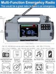 ZHIWHIS Emergency Radio with Bluetooth, Multi-Function Portable Radios with LCD VA Display, FM/MW/SW/VHF/WB Receiver with Alerts, Hand Crank/Solar/USB Charging, 5000mAh for Emergencies ZWS-908(Grey)